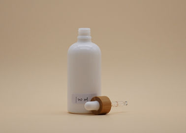 कॉस्मेटिक पैकेजिंग के लिए सिलेंडर शेप व्हाइट ग्लास ड्रॉपर बोतलें 100 मिली
